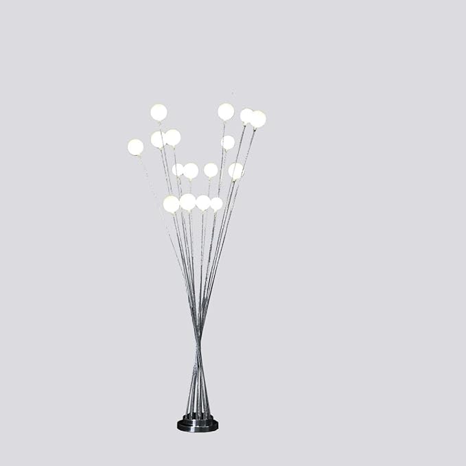 NicBex Floor Lamp,Modern Home Decor Floor Lamp with 16 Frosted White Orb Round Buns Shade,Standing Lamp Tall Lamp,Floor Lamps for Living Room,Bedroom and Office,Reading Light,Easy Assembly,Silver - LeafyLoom