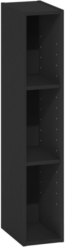 Furinno Fulda 3-Tier Space Saving Storage Shelf Bookcase, 6-Inch Width, Blackwood - LeafyLoom