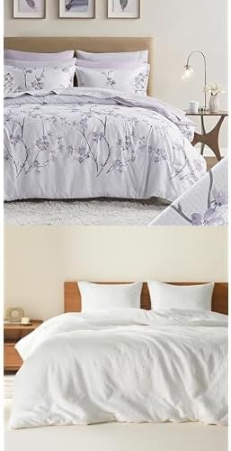 Comfort Spaces Bed in A Bag - Trendy Casual Design Cozy Comforter White Queen Duvet Cover Set - 3 Pieces Breathable Woven Waffle Knit Duvet Sets - LeafyLoom