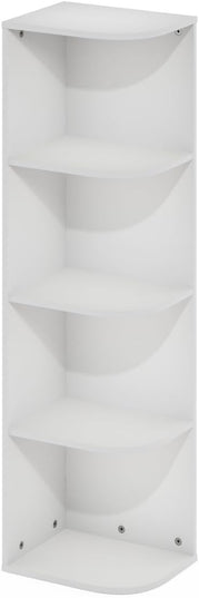 Furinno Pasir 4-Tier Corner Open Shelf Bookcase, White - LeafyLoom