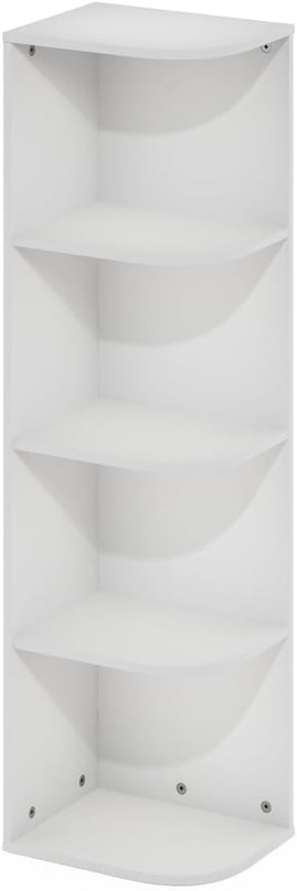 Furinno Pasir 4-Tier Corner Open Shelf Bookcase, White - LeafyLoom
