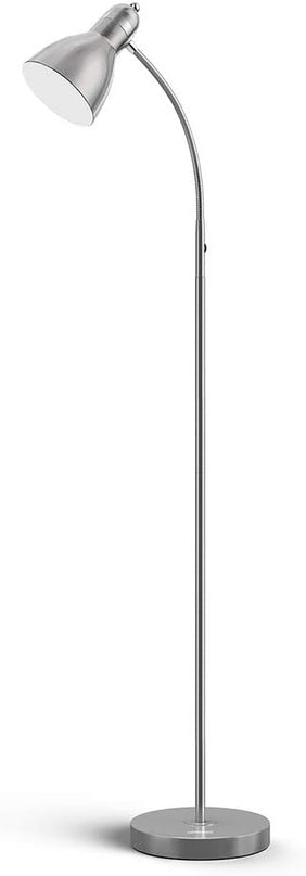 LEPOWER Floor Lamp, Metal Standing Lamp with Adjustable Gooseneck, Heavy Metal Base, Reading Pole Lamp for Office, Silver Floor Lamps for Bedroom, Living Room - LeafyLoom