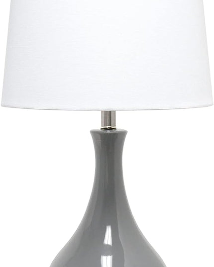 Elegant Designs LT3312-GRY Ceramic Genie Tear Drop Shaped Glossy Table Lamp, Gray - LeafyLoom