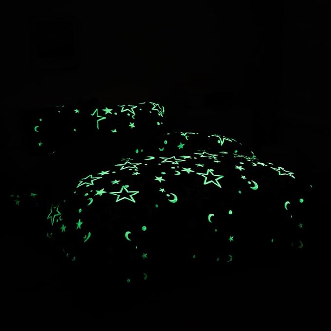 Feelyou Galaxy Glow in The Dark Comforter Set for Girls Kids Queen Purple Universe Starry Night Bedding Set Super Soft Outer Space Stars Moon Comforter Girl Bedroom Glow Decor Bedding Quilted Duvet - LeafyLoom