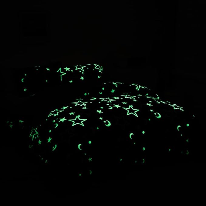 Feelyou Galaxy Glow in The Dark Comforter Set for Girls Kids Full Purple Universe Starry Night Bedding Set Super Soft Outer Space Stars Moon Comforter Girl Bedroom Glow Decor Bedding Quilted Duvet - LeafyLoom