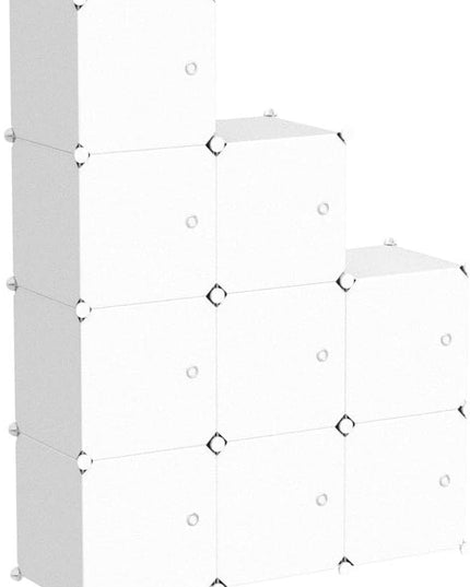 C&AHOME Cube Storage Organizer with Doors, 9-Cube Shelf, Closet Cabinet, DIY Plastic Modular Bookshelf, Storage Shelves Ideal for Bedroom,Living Room,36.6”L x 12.4”W x 36.6”H Milky USHS3009M-DOOR - LeafyLoom