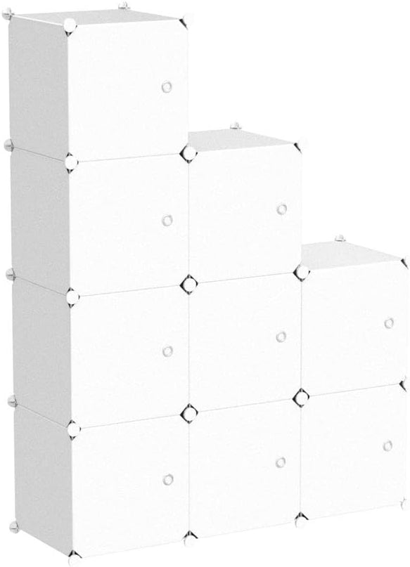 C&AHOME Cube Storage Organizer with Doors, 9-Cube Shelf, Closet Cabinet, DIY Plastic Modular Bookshelf, Storage Shelves Ideal for Bedroom,Living Room,36.6”L x 12.4”W x 36.6”H Milky USHS3009M-DOOR - LeafyLoom