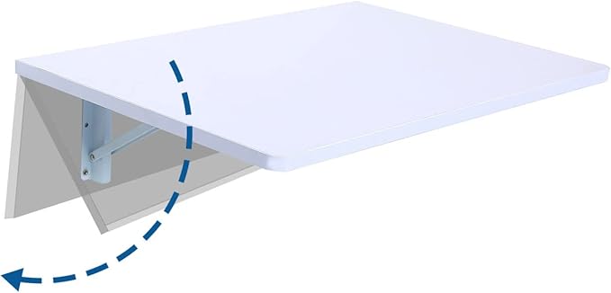 Medium White Folding Wall Desk, 23.6 x 15.8inch, Floating Desk for Small Space, Sturdy Wood, Easy Assembly, Ideal for Home & Commercial Use - LeafyLoom