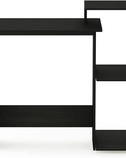 Furinno Efficient Home Laptop Notebook Computer Desk with Square Shelves, Americano/Black - LeafyLoom