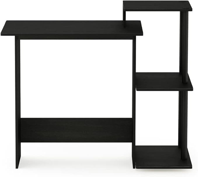Furinno Efficient Home Laptop Notebook Computer Desk with Square Shelves, Americano/Black - LeafyLoom