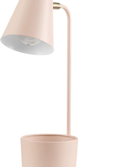 Globe Electric 30295 Taylor 18" Organizer Desk Lamp, Matte Pink, Brass Pivot Joint, On/Off Rotary Switch at Shade - LeafyLoom