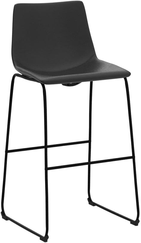 NicBex Retro Bar Stools Crazy-Horse Leather with Metal Legs Barstools, Lounge Kitchen Island Bar Stools, Set of 2, (Black Color) (A-GE17022-USSU014) - LeafyLoom