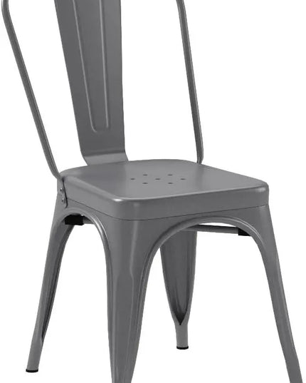 Amazon Basics Metal Dining Chairs, Dark Grey, 1 Count (Pack of 4) - LeafyLoom