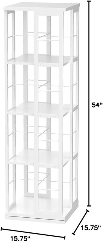 Aheaplus Rotating Bookshelf, Corner Bookshelf, 360 Display Wood Spinning Bookshelf, Floor Standing Bookcase Narrow Shelf Revolving Organizer Storage Rack for Small Space, Bedroom, Study Room, White - LeafyLoom