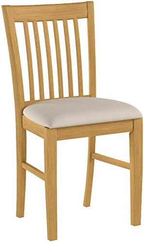 East West Furniture Norfolk Kitchen Dining Linen Fabric Upholstered Wood Chairs, Set of 2, Oak - LeafyLoom