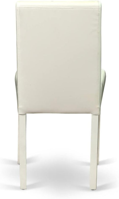 East West Furniture 1NDAB5-LWH-64 5 Piece Dinette Set for 4 Includes a Rectangle Room Table with Dropleaf and 4 White Faux Leather Parson Dining Chairs, 30x48 Inch - LeafyLoom