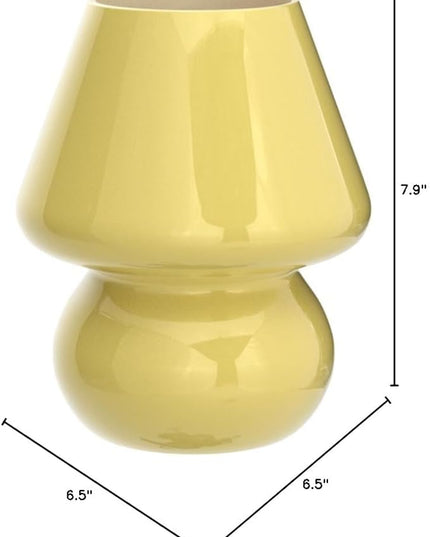 Mushroom Lamp,Vintage Glass Mushroom Bedside Table Lamps Yellow Murano Style Small Nightstand Desklamp Swirl Light for Home Decor, Dining, Living, Bedroom, Gift (Bright Yellow) - LeafyLoom