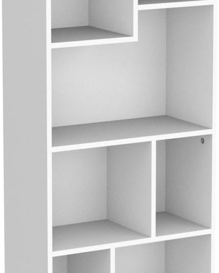 VECELO 42 Inch High Bookcase, 4-Tier Modern Storage Cabinet with Height Difference Shelves for Standard Textbooks, Floor Standing, 7 Cubes, Horizontal Available, Easy Assembly, Pearl White - LeafyLoom
