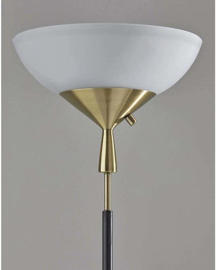 Adesso 5007-01 Noah 300 Watt Torchiere, 71 in., 2 x 150W, Black w/Antique Brass, 1 Floor Lamp - LeafyLoom