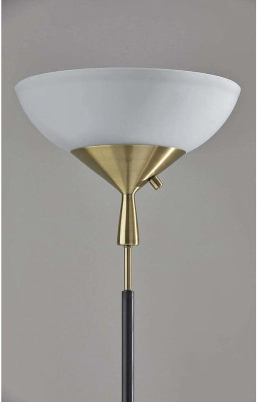 Adesso 5007-01 Noah 300 Watt Torchiere, 71 in., 2 x 150W, Black w/Antique Brass, 1 Floor Lamp - LeafyLoom
