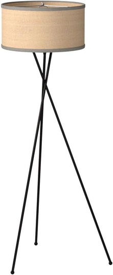 Brightech Jaxon LED Floor lamp, Modern Lamp for Living Rooms & Offices, Tall Lamp with Contemporary Drum Shade, Gold Tripod Standing Lamp for Bedroom Reading, Great Living Room Decor - Black - LeafyLoom