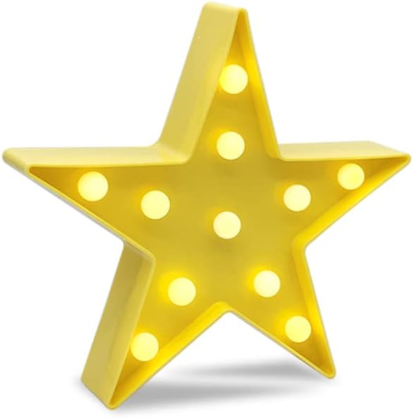LED Star Sign Night Light, Can Be Hung On The Wall Kids Room Room Light, Suitable for Birthday Party, Holiday Decoration, Baby Room Nursery Decoration. (Yellow Stars) - LeafyLoom