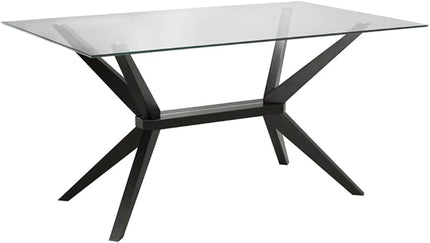Uptown Club Glass Dining Table with Versatile Rectangular Designs, Tempered Surfaces, and Sturdy Bases for Modern Homes, Seats 4 to 8 People, Elegant Statement Piece, 63" x 36" Espresso - LeafyLoom