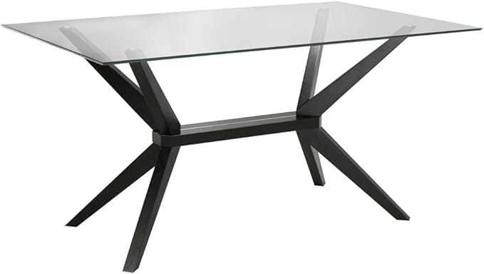 Uptown Club Glass Dining Table with Versatile Rectangular Designs, Tempered Surfaces, and Sturdy Bases for Modern Homes, Seats 4 to 8 People, Elegant Statement Piece, 63" x 36" Espresso - LeafyLoom