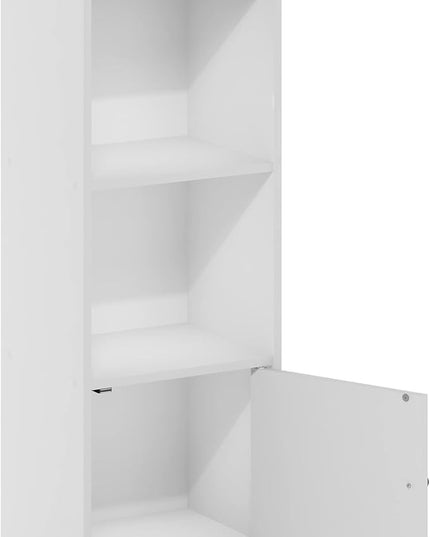 Furinno Luder Shelf Bookcase with 1 Door Storage Cabinet, White - LeafyLoom