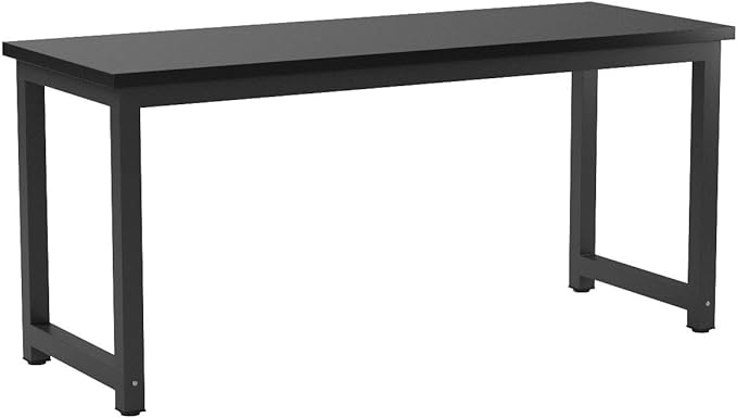 Tribesigns Modern Computer Desk, 63 inch Large Office Desk Computer Table Study Writing Desk Workstation for Home Office, Black Metal Frame - LeafyLoom