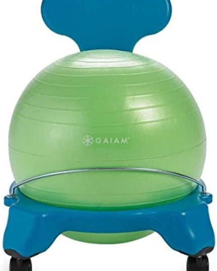 Gaiam Kids Balance Ball Chair - Classic Children's Stability Ball Chair, Alternative School Classroom Flexible Desk Seating for Active Students with Satisfaction Guarantee, Blue/Green - LeafyLoom