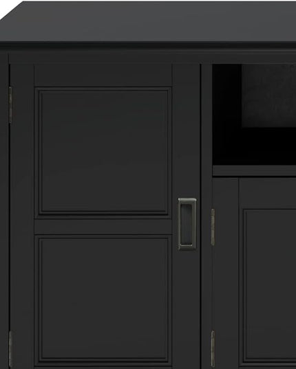SIMPLIHOME Burlington SOLID WOOD 72 Inch Wide Transitional TV Media Stand in Black for TVs up to 80 Inches, For the Living Room and Entertainment Center - LeafyLoom