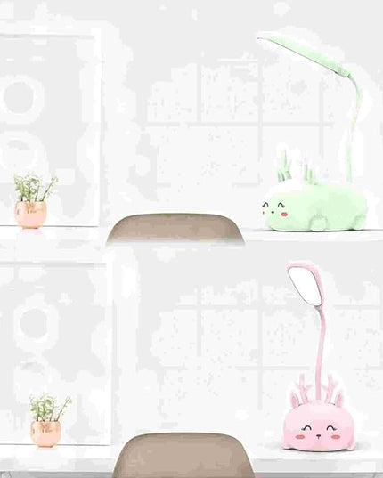 Kids Lamp, Cute LED Desk Lamp for Kids, Mini Animal Night Light, USB Rechargeable Flexible Cartoon Lamp Eye-Care Lighting for Bedroom (Deer B, Blue) - LeafyLoom