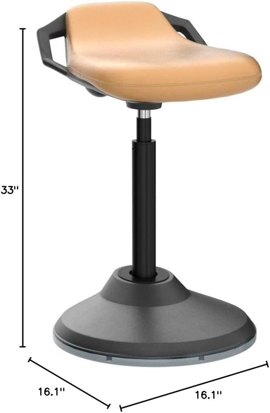 bonVIVO Standing Desk Chair - Ergonomic Chair for Tall Office Desks w/Back Support and Handles for Posture and Balance - Work from Home High Stool - Khaki - LeafyLoom