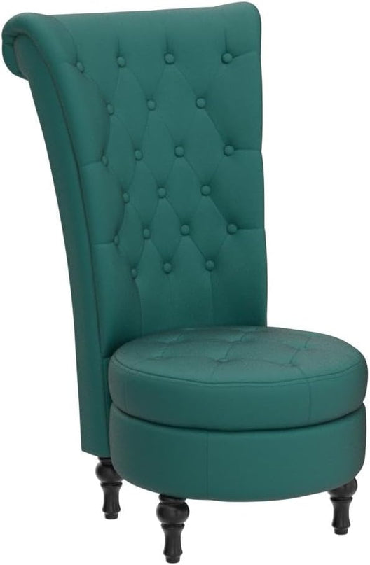 Royal High-Back Velvet Accent Chair for Vanity with Storage and Luxurious Upholstery, Retro Design and Versatile Usage for Living Room, Bedroom, Lounge and Office, Green - LeafyLoom