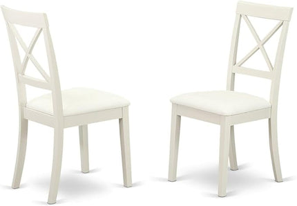 East West Furniture NOBO3-WHI-LC 3 Piece Kitchen Set Contains a Rectangle Table with Butterfly Leaf and 2 Faux Leather Dining Room Chairs, 32x54 Inch - LeafyLoom