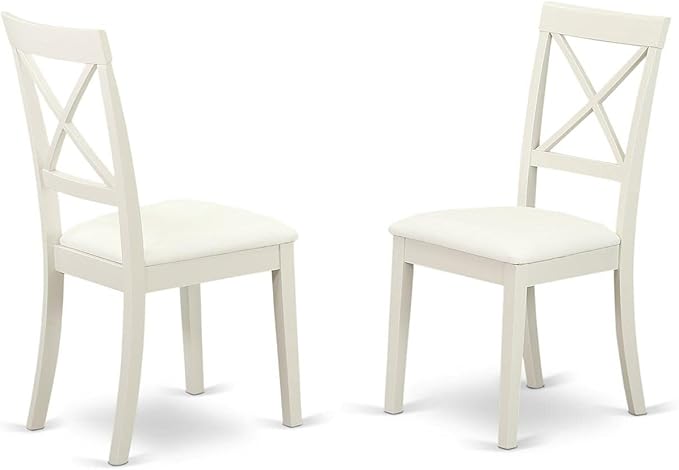 East West Furniture NOBO3-WHI-LC 3 Piece Kitchen Set Contains a Rectangle Table with Butterfly Leaf and 2 Faux Leather Dining Room Chairs, 32x54 Inch - LeafyLoom