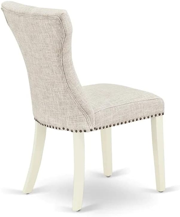 East West Furniture BOGA5-WHI-35 Boston 5 Piece Kitchen Set for 4 Includes a Round Room Table and 4 Doeskin Fabric Parsons Dining Chairs, Linen White, 42x42 Inch - LeafyLoom