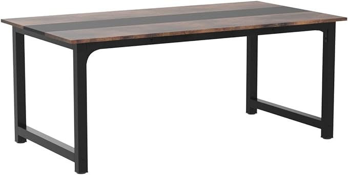 Tribesigns Modern Computer Desk, 63 x 31.5 inch Large Office Desk Computer Table Study Writing Desk Workstation for Home Office, Rustic/Black - LeafyLoom