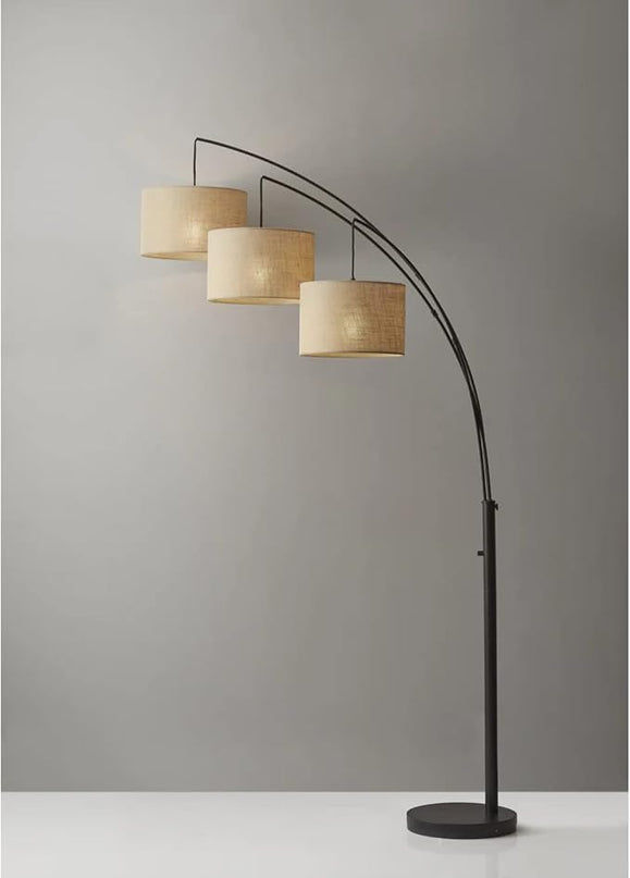 Adesso 4238-26 Trinity Arc Floor Lamp Antique Bronze FinisH, Beige Burlap . Home Decor Lamps and Light Fixtures, 82",3 Arm - LeafyLoom