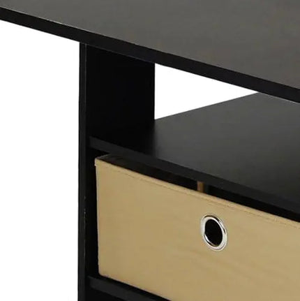 Furinno Coffee Table with Bins, Espresso/Brown - LeafyLoom