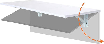 Folding Wall Desk, Wall Desk Fold Down Wall Mounted Desk for Small Space, Floating Desk, White, 35.4 x 15.8 inch - LeafyLoom