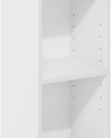Furinno Fulda 2-Tier Space Saving Storage Shelf Bookcase, 10-Inch Width, White - LeafyLoom