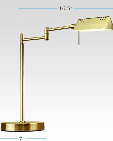 O'Bright LED Pharmacy Table Lamp, Full Range Dimming, 12W LED, 360 Degree Swing Arms, Desk, Reading, Craft, Work Lamp, ETL Tested, Antique Brass (Gold) - LeafyLoom