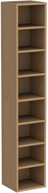 IOTXY Small Narrow Corner Bookcase - 71 Inches Tall Gap Freestanding Storage Cabinet, 8 Lattices Open Shelves Tower Rack, Cubes Bookshelf in Oak - LeafyLoom