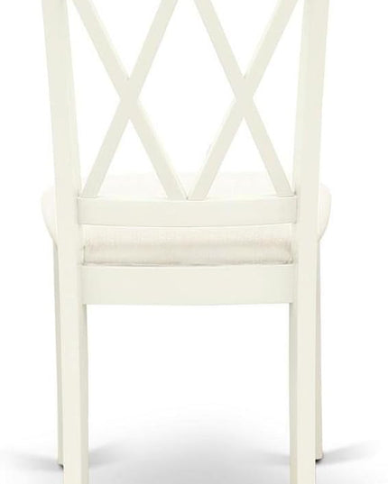 East West Furniture CLC-LWH-C Clarksville Kitchen Dining Chairs - Linen Fabric Upholstered Wood Chairs, Set of 2, Linen White - LeafyLoom