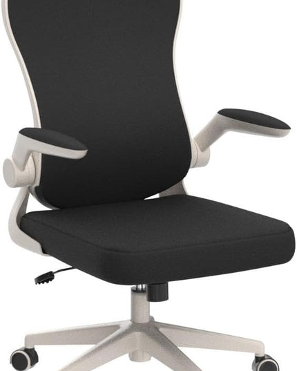 Hbada Office Chair Ergonomic Desk Chair, Office Desk Chairs with PU Silent Wheels, Breathable Mesh Computer Chair with Adjustable Lumbar Support, Flip-up Armrests, Tilt Function, White - LeafyLoom