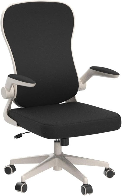 Hbada Office Chair Ergonomic Desk Chair, Office Desk Chairs with PU Silent Wheels, Breathable Mesh Computer Chair with Adjustable Lumbar Support, Flip-up Armrests, Tilt Function, White - LeafyLoom