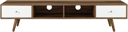 Modway Transmit 70" Media Console Wood TV Stand, 70 Inch, Walnut White - LeafyLoom