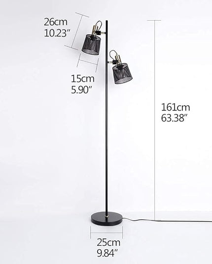 Newrays 2-Way Industrial Retro Iron Metal Mesh Floor Lamps with Adjustable Switch Plug-in for Living Room Bedroom Office - LeafyLoom